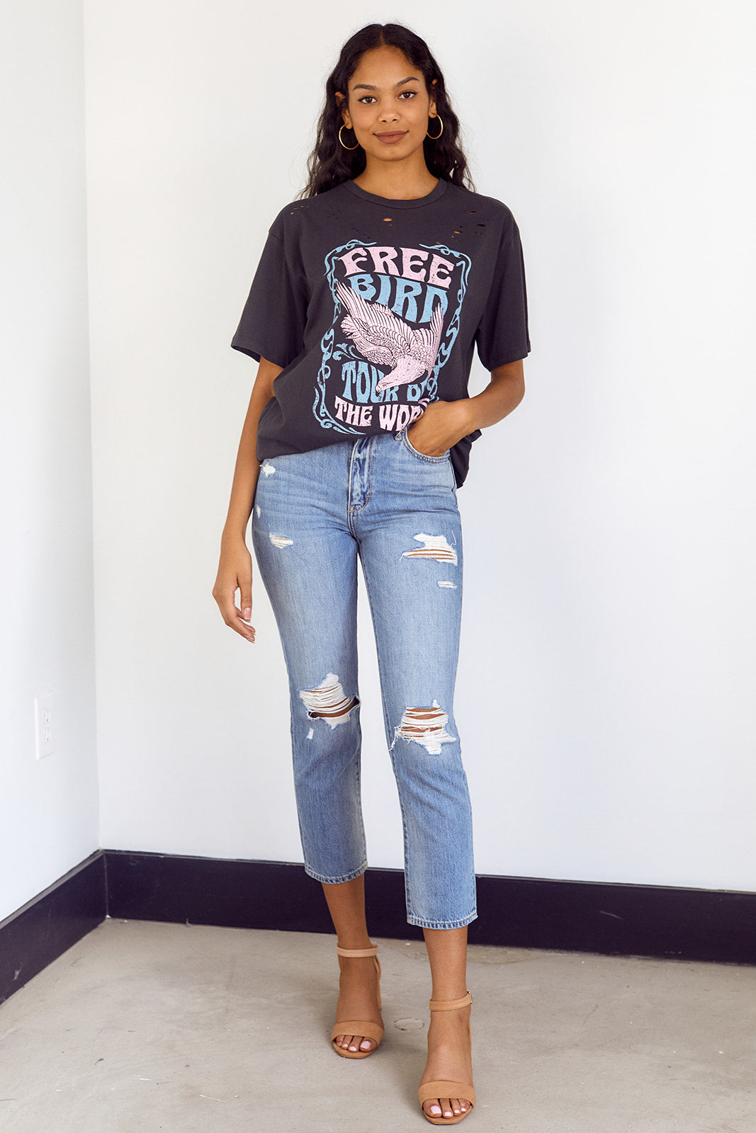 Free Bird Distressed Graphic Tee