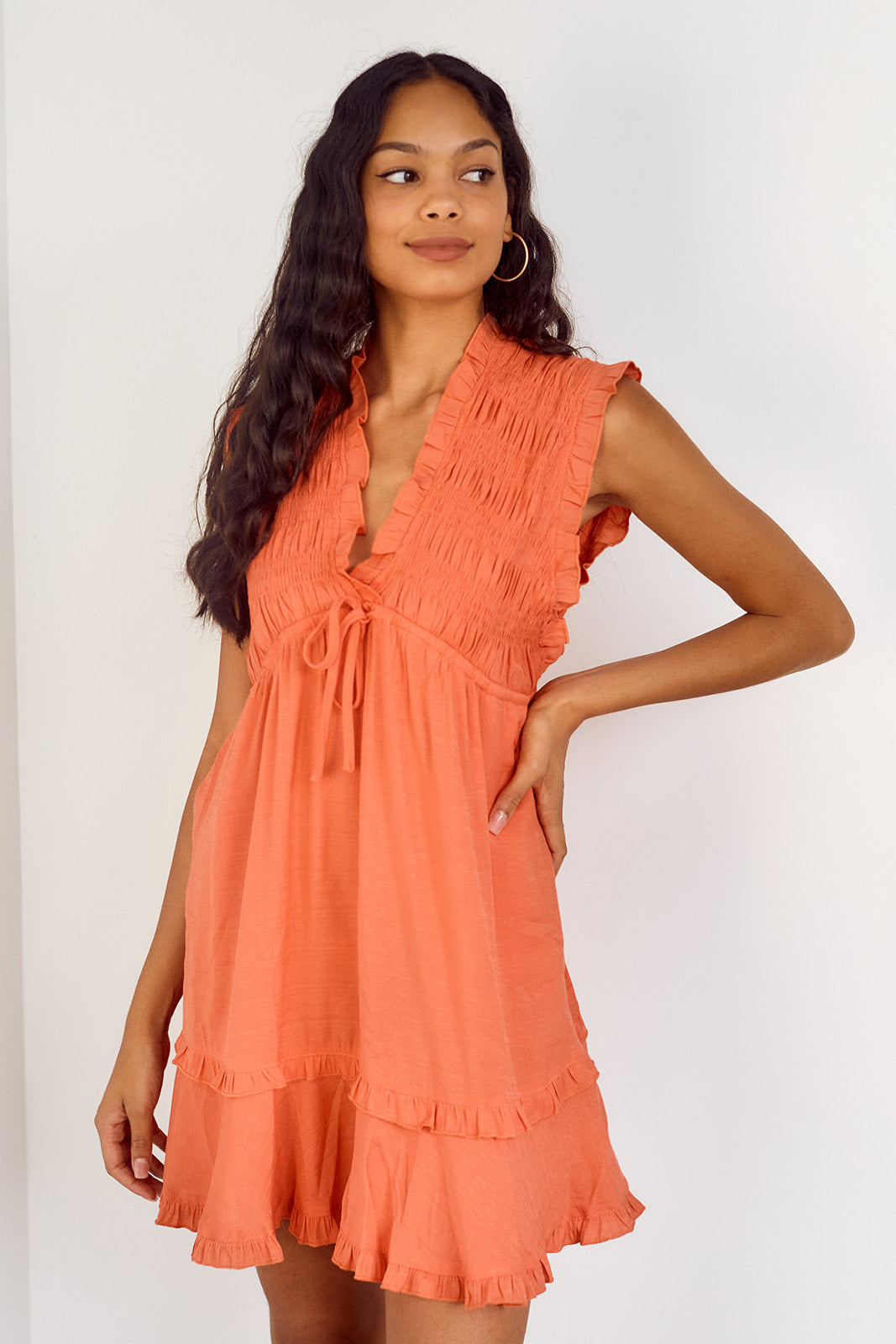 Matilda Smocked Detail Tiered Mini Dress