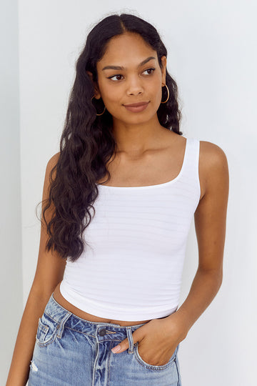Jasmine Texture Stripe Square Neck Tank