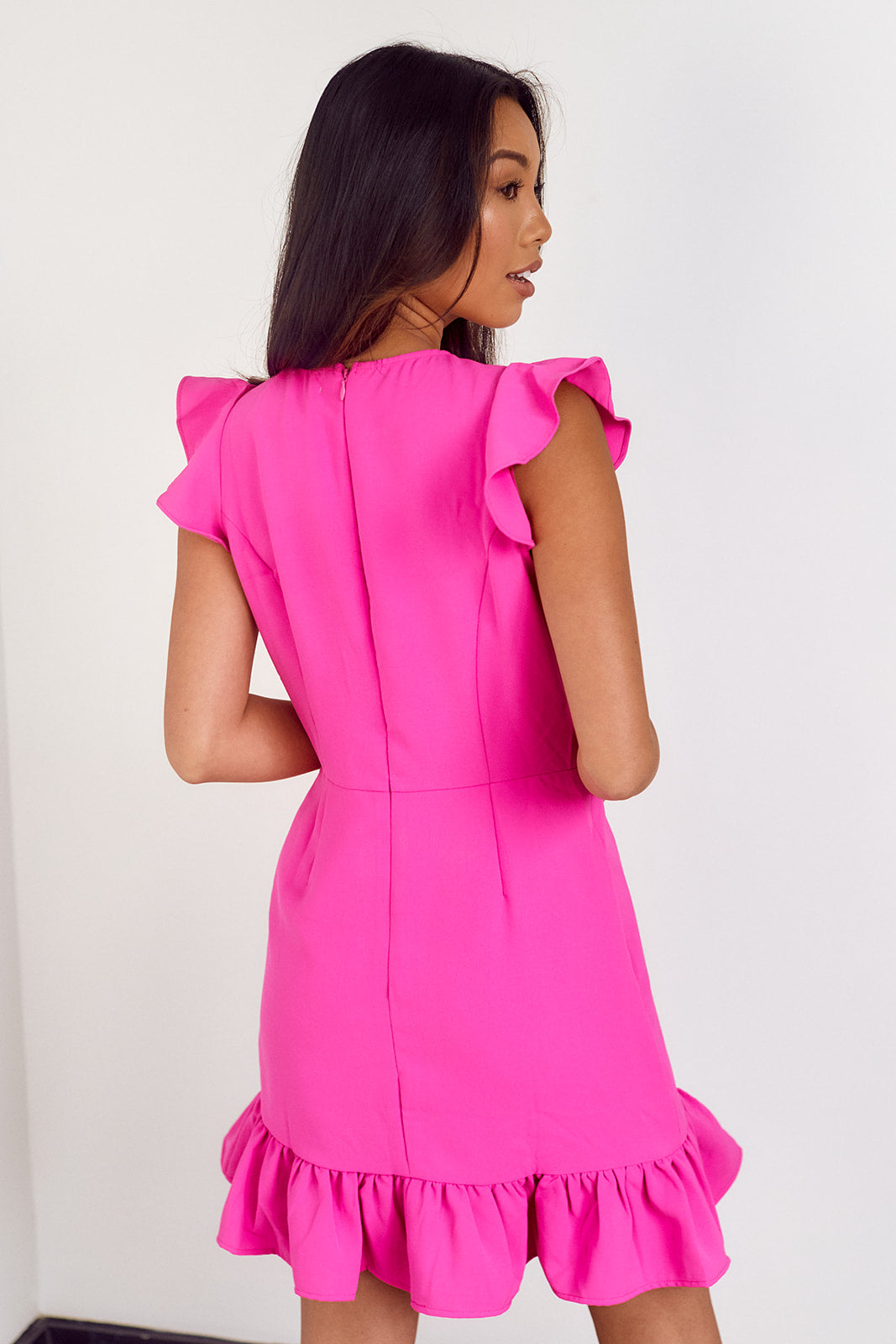 Rey Cut Out Ruffled Hem Dress