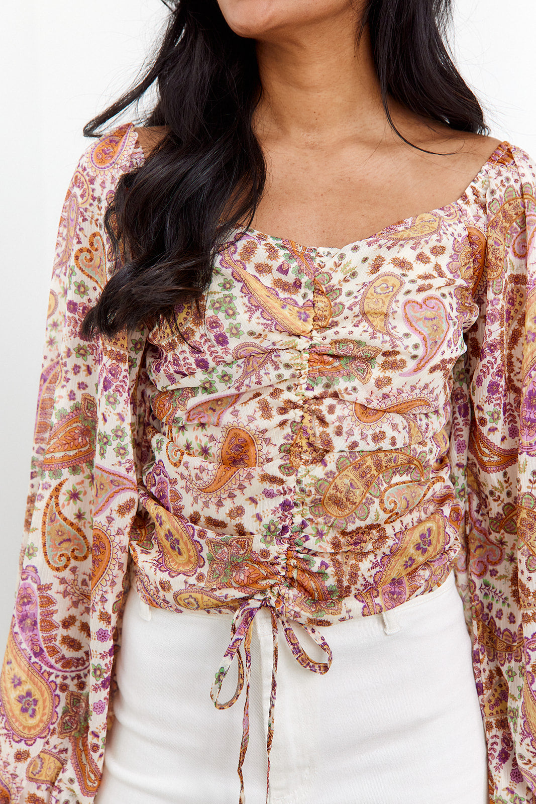 SALE - Elina Paisley Ruched Blouse