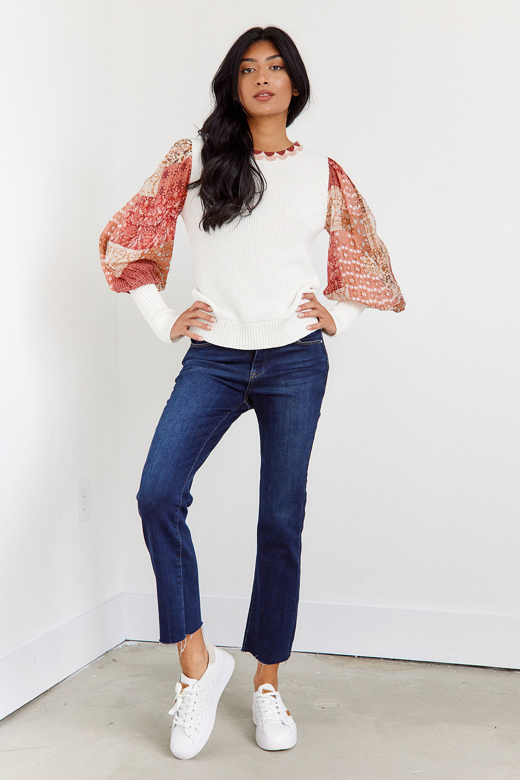 SALE - Harlyn Printed Puff Sleeve Sweater