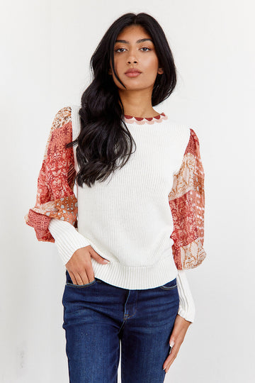 SALE - Harlyn Printed Puff Sleeve Sweater