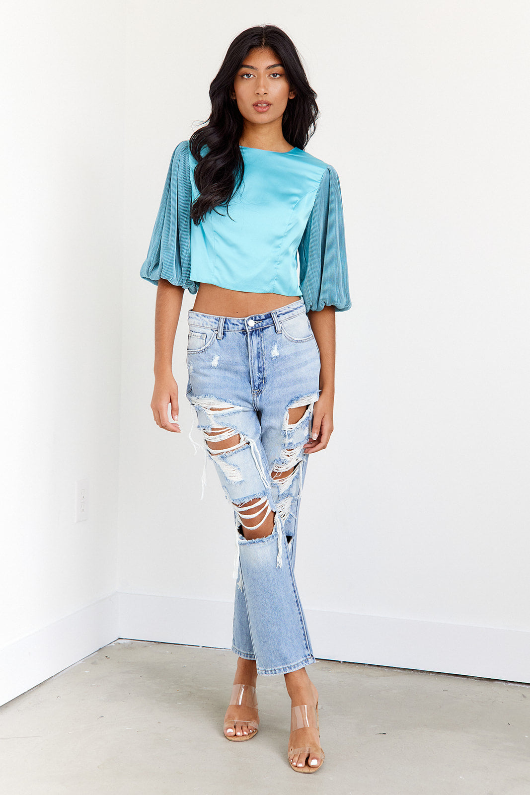 Jubilee Pleated Sleeve Blouse