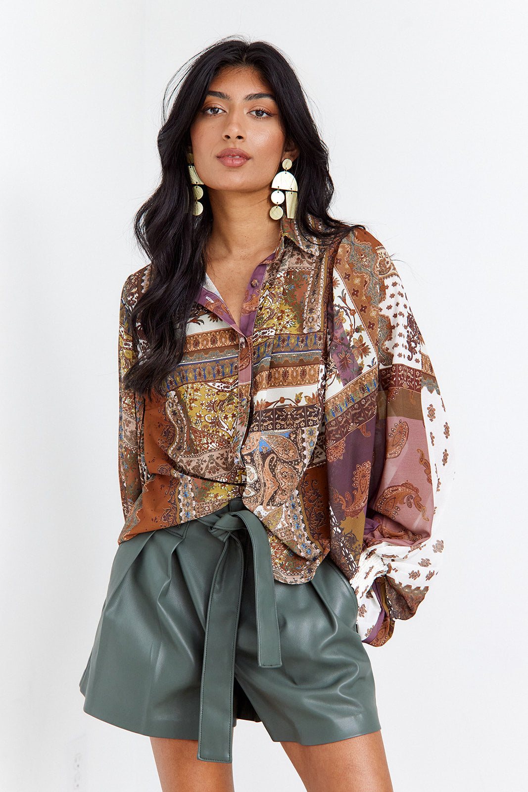 SALE- Livia Scarf Print Top