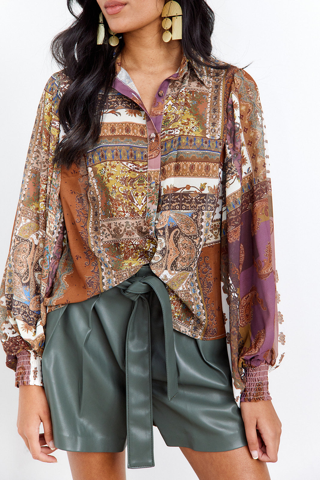 SALE- Livia Scarf Print Top