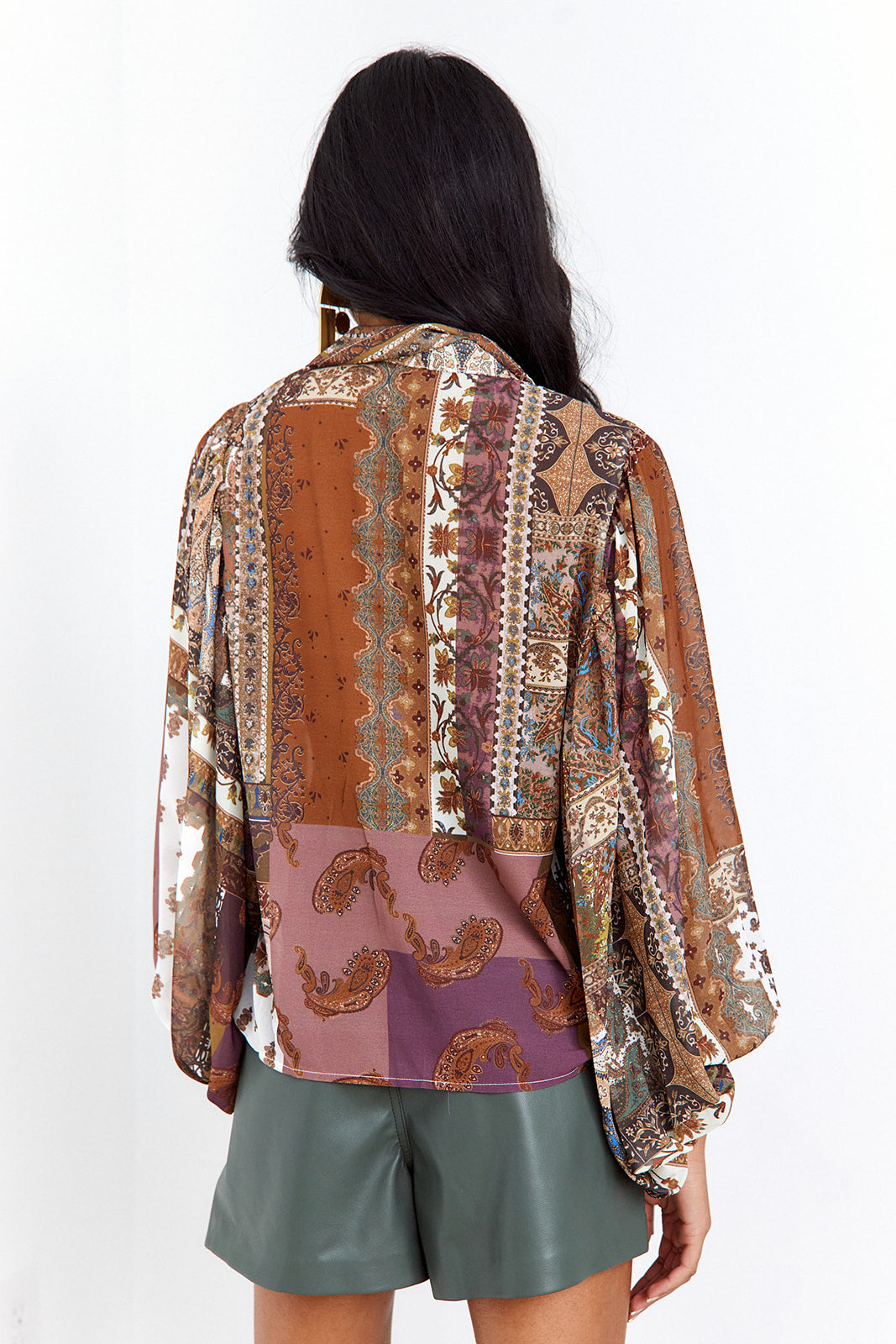SALE- Livia Scarf Print Top