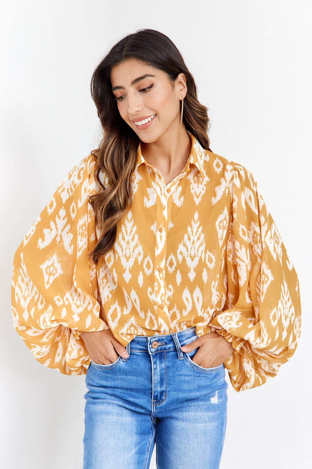 Asterin Button Up Printed Blouse