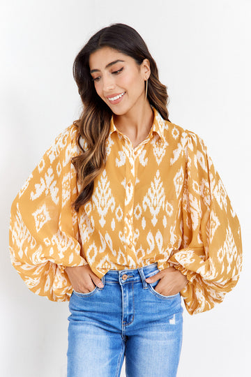 Asterin Button Up Printed Blouse