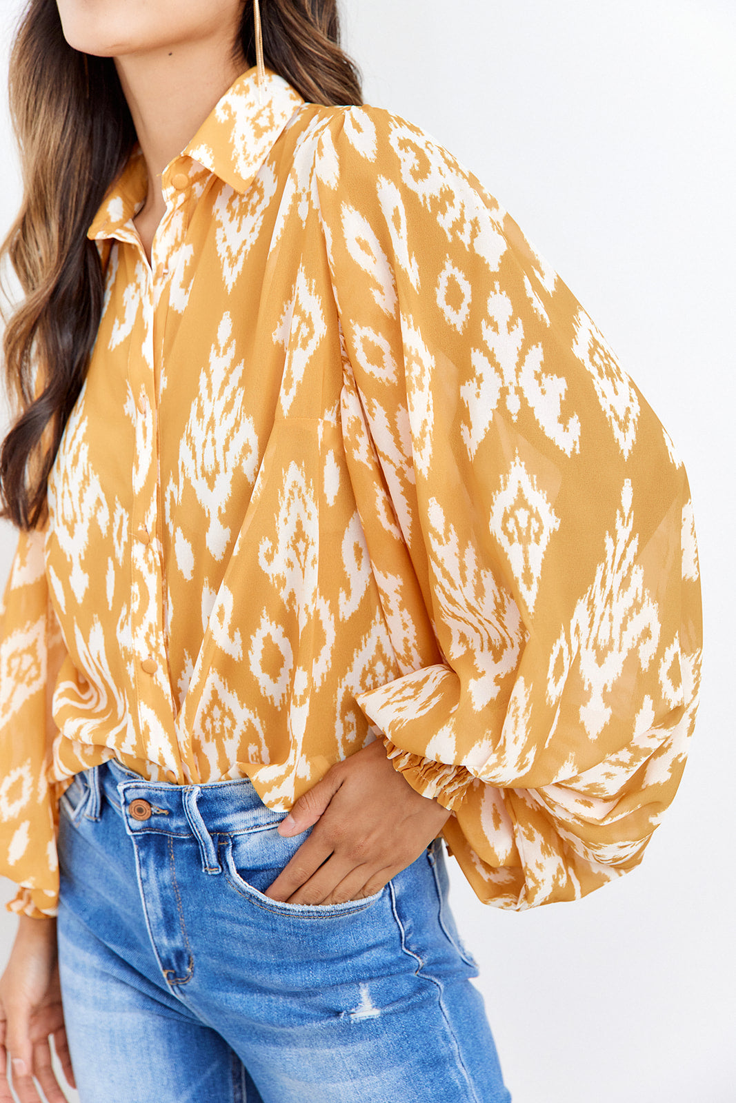 Asterin Button Up Printed Blouse