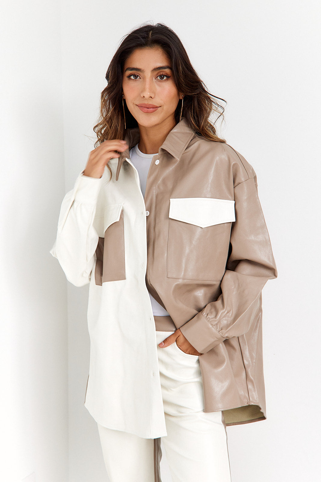 SALE - Katana Two Toned Leather Shacket