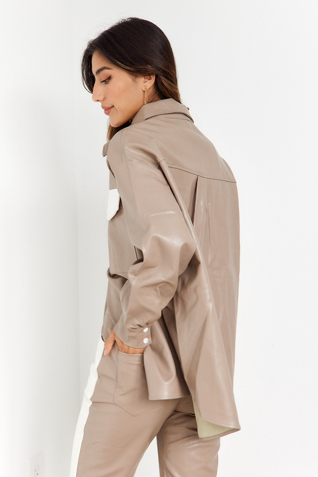 SALE - Katana Two Toned Leather Shacket