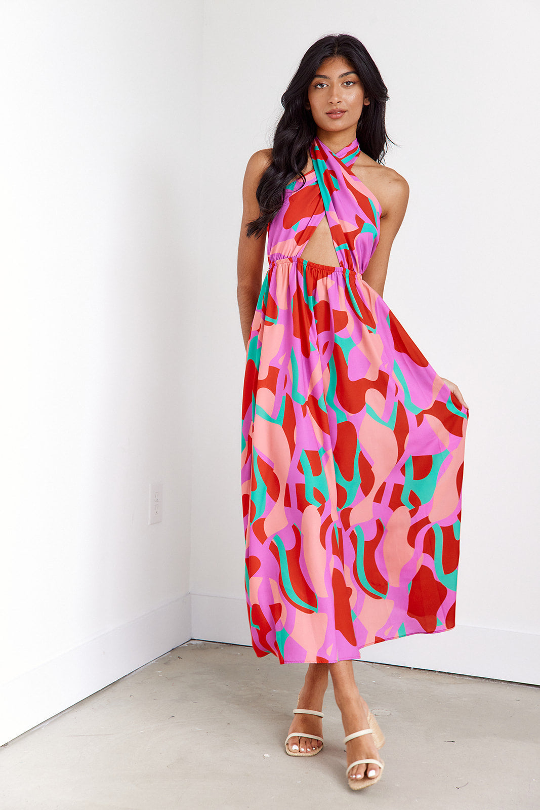 SALE- Lively Cut Out Halter Maxi Dress