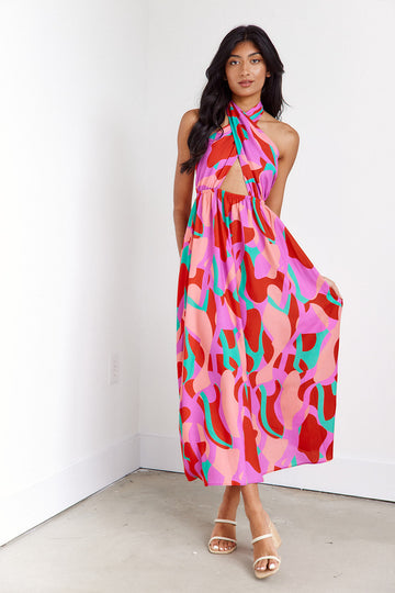 SALE- Lively Cut Out Halter Maxi Dress