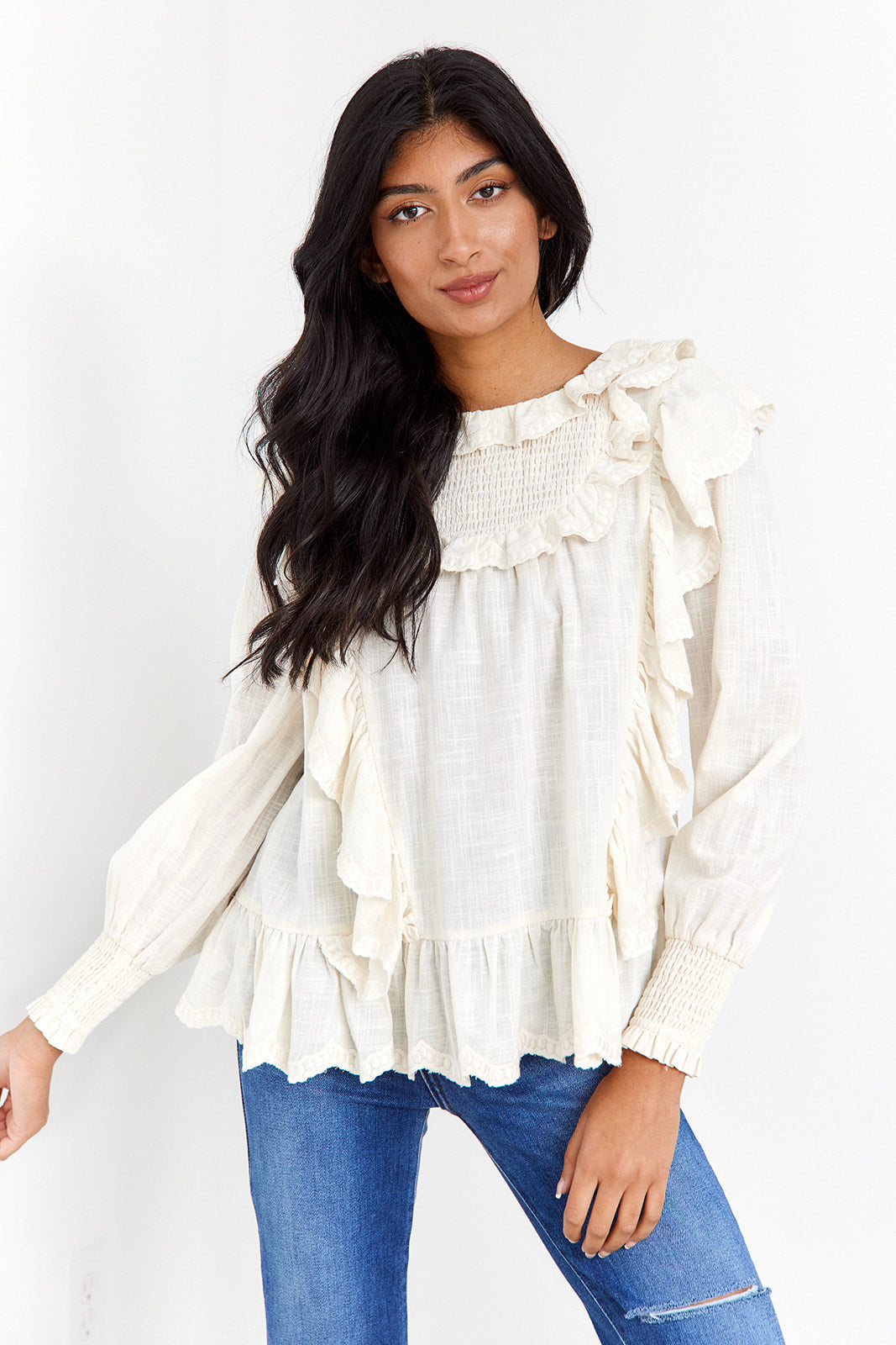 SALE - Bowie Ruffled Long Sleeve Top