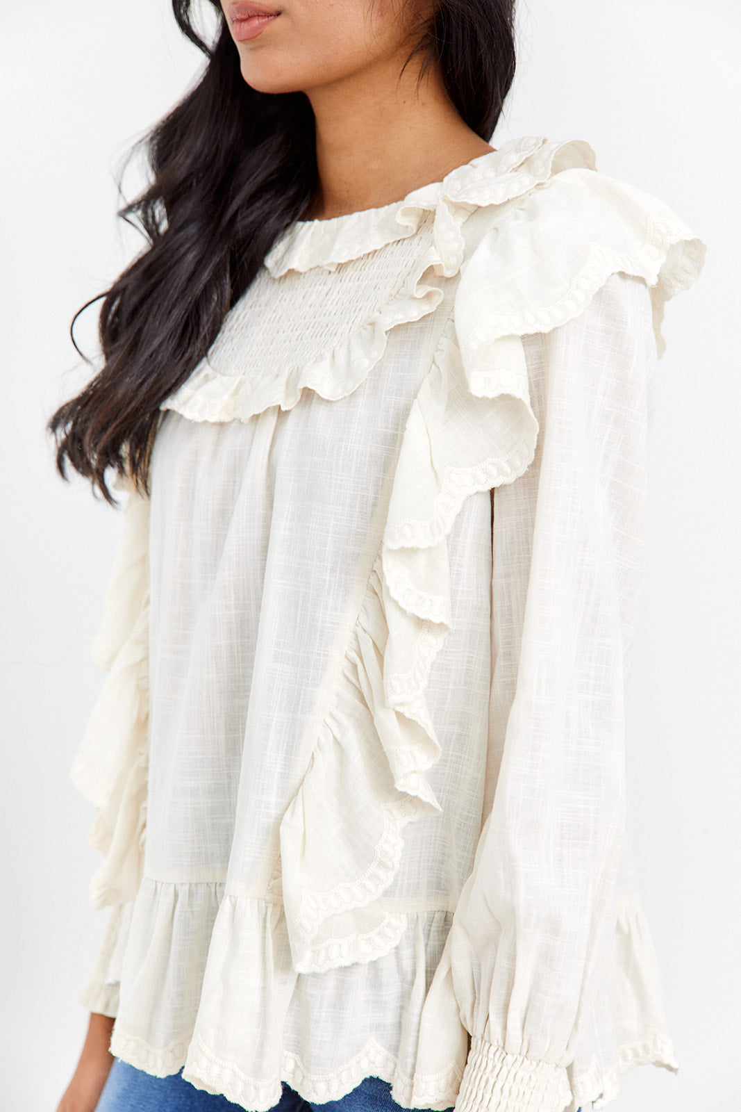 SALE - Bowie Ruffled Long Sleeve Top