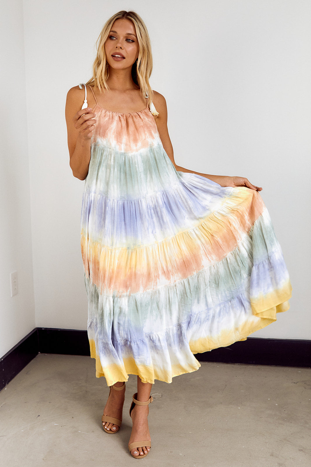 Paola Tiered Tye Dye Dress