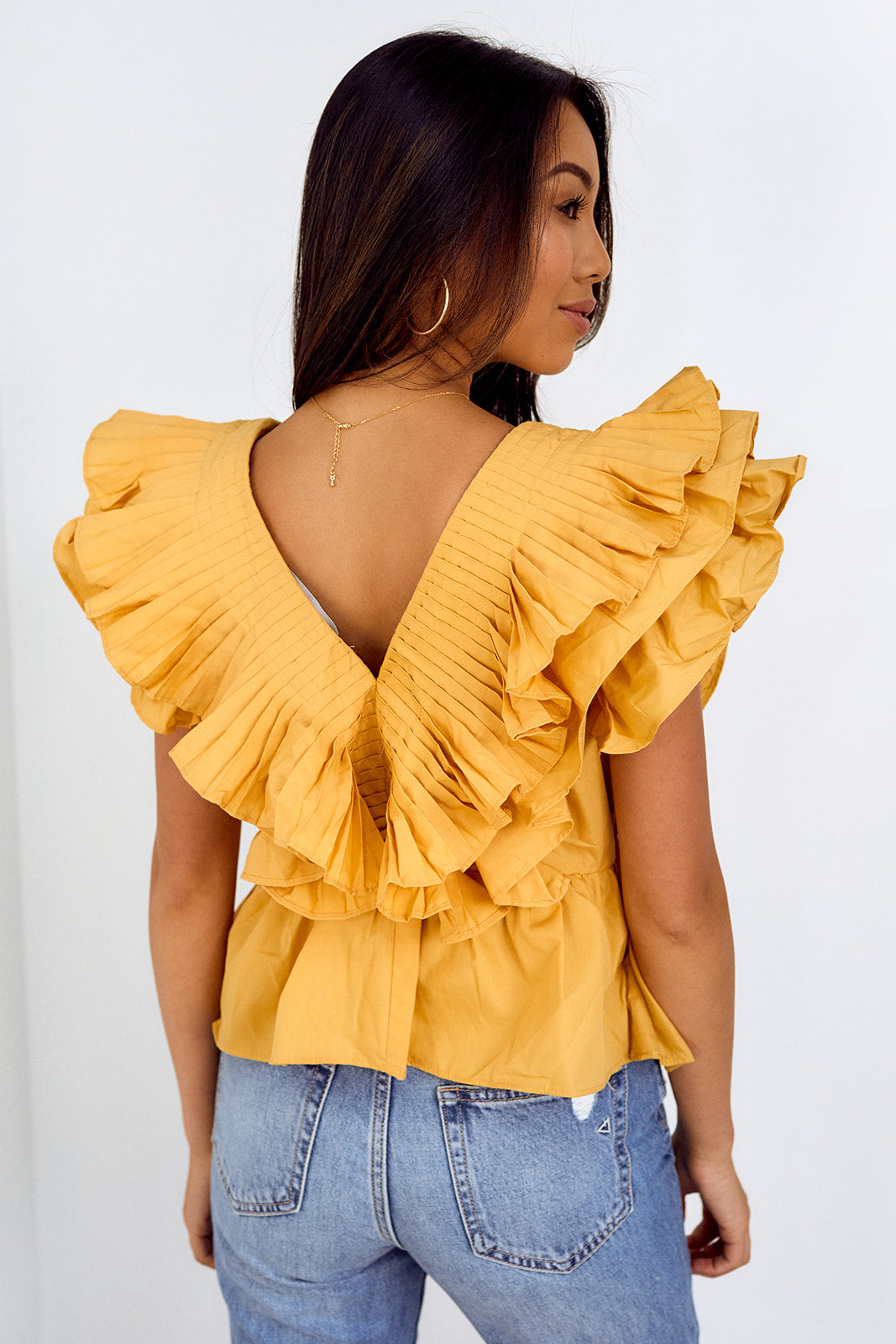 Ortega Ruffled Sleeve Peplum Blouse