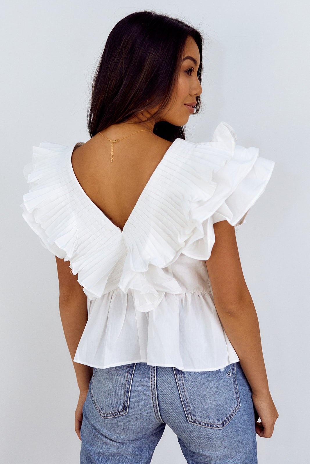 Ortega Ruffled Sleeve Peplum Blouse