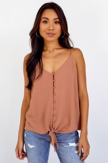 Arlyn Button Detail Tied Front Tank