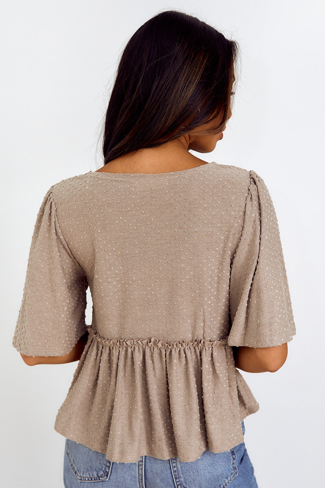 Dania Swiss Dot Babydoll Blouse