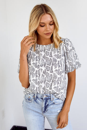 Alexi Puff Sleeve Printed Blouse