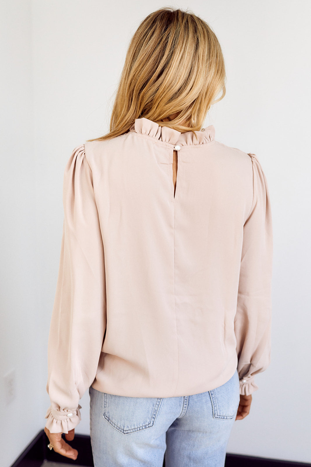 Casta Ruffled Neckline Long Sleeve Blouse