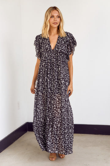 Inverness Ruffled Sleeve Floral Maxi Dress