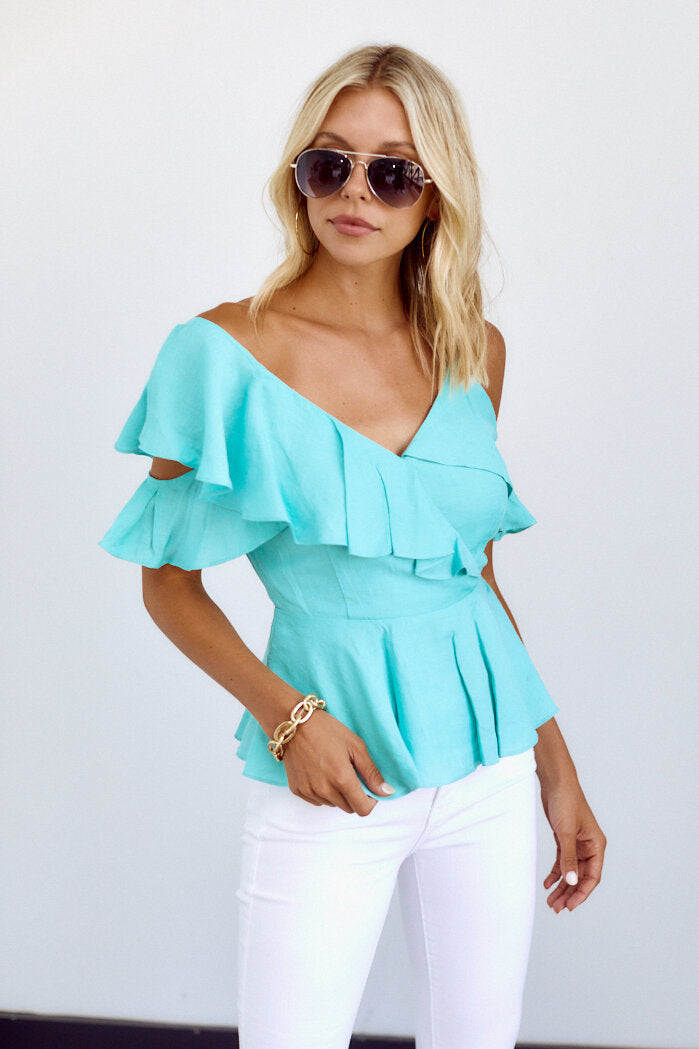 Arden Ruffle Detail Cold Shoulder Blouse