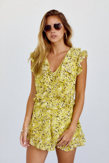 Sofia Floral Print Short Sleeve Romper