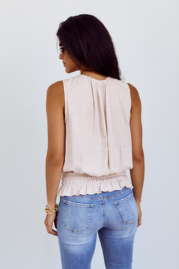 Callan Smocked Sleeveless Blouse