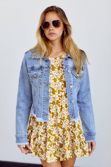 Cove Distressed Hem Denim Jacket