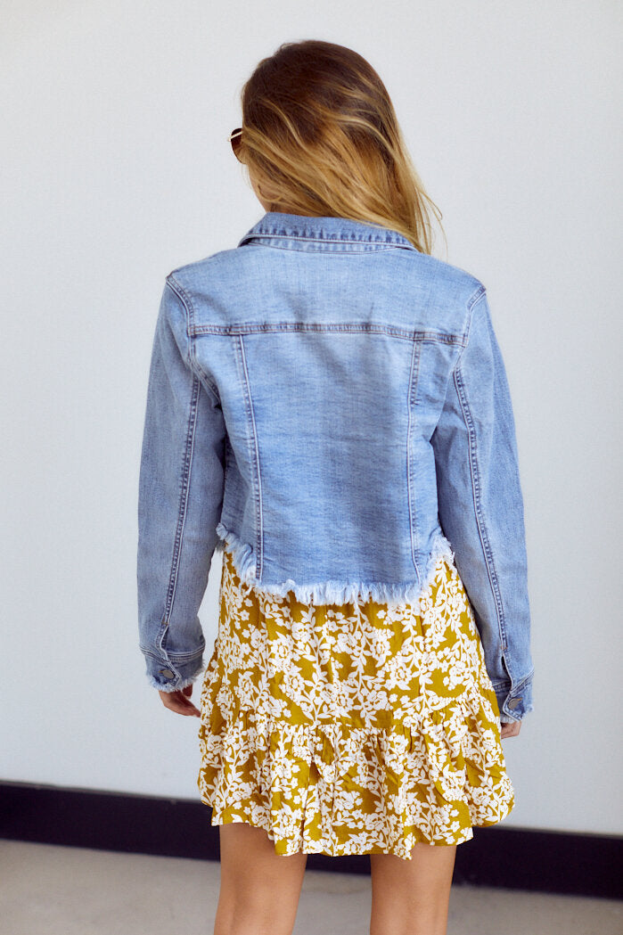 Cove Distressed Hem Denim Jacket