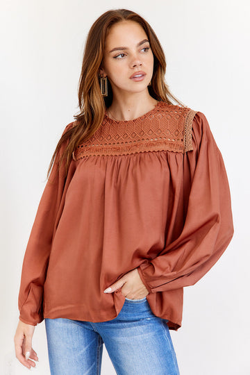 SALE- Kalena Flowy Lace Blouse
