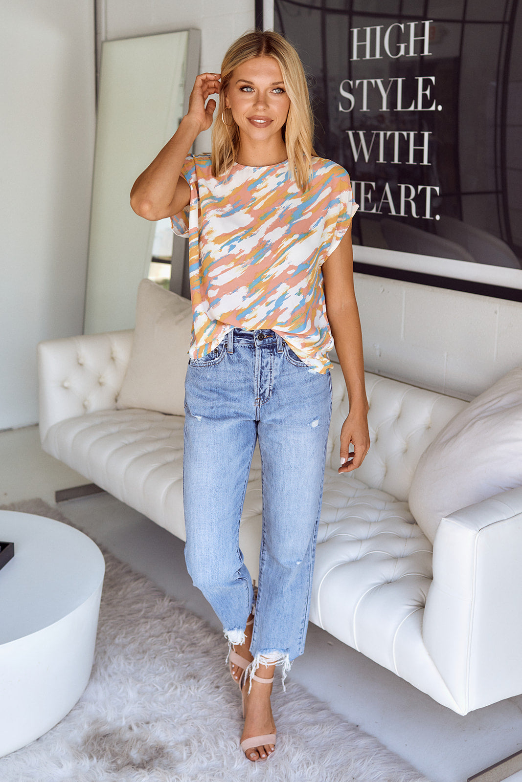 Meera Printed Short Sleeve Blouse