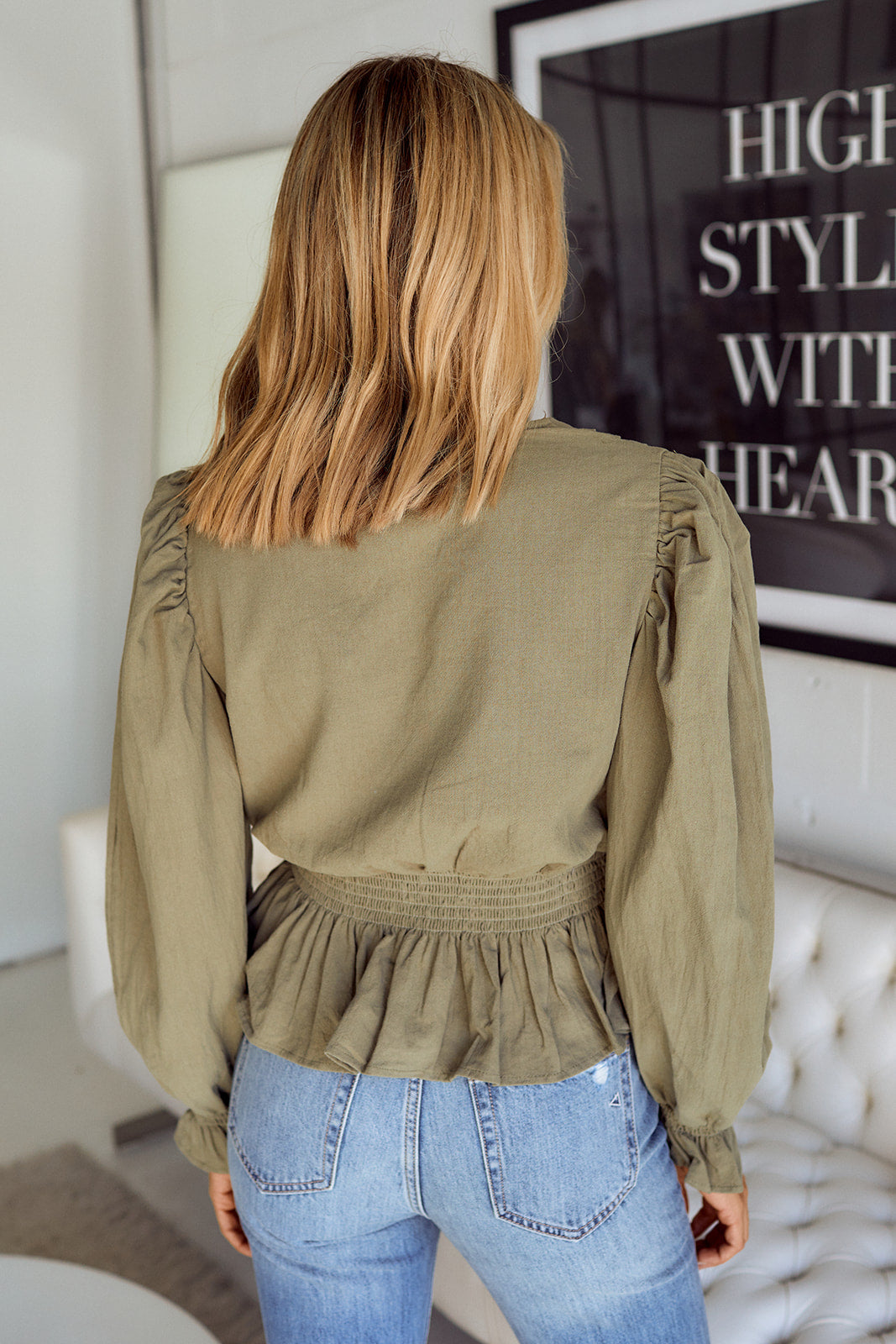Rudie Surplice Puff Sleeve Peplum Blouse
