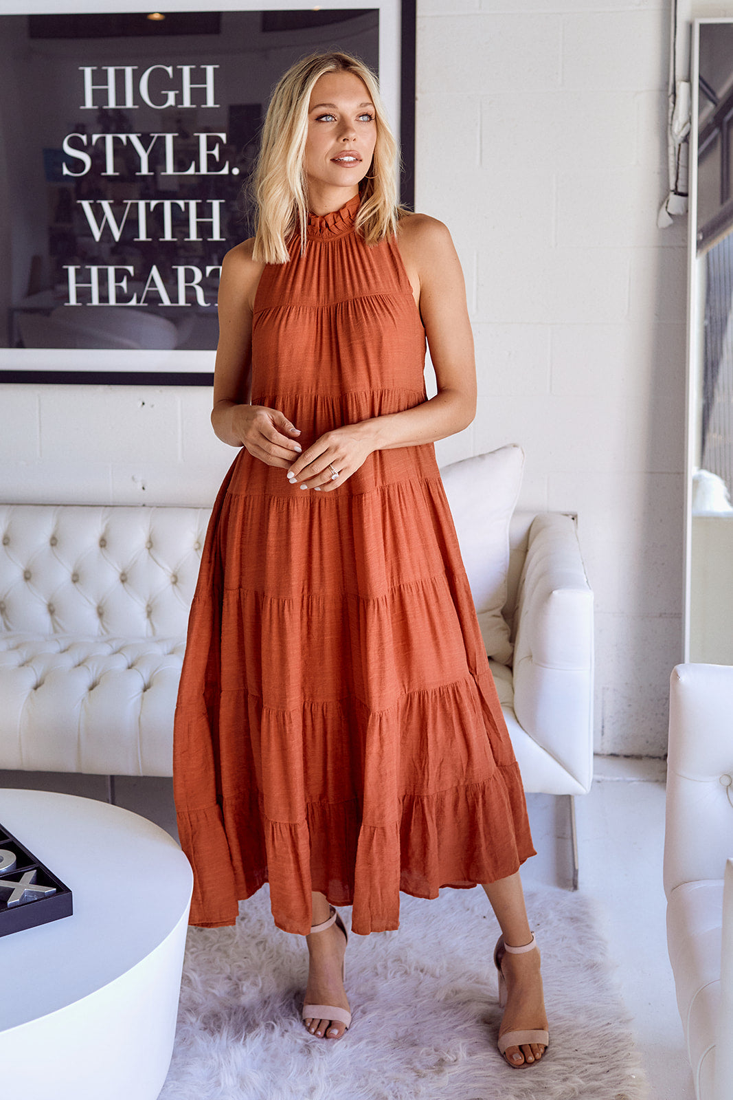 Leza Ruffled Detail Tiered Maxi Dress