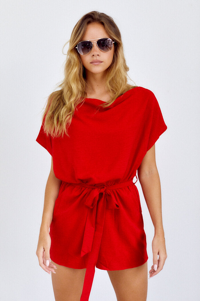 Ellisyn Short Sleeve Cowl Neck Romper