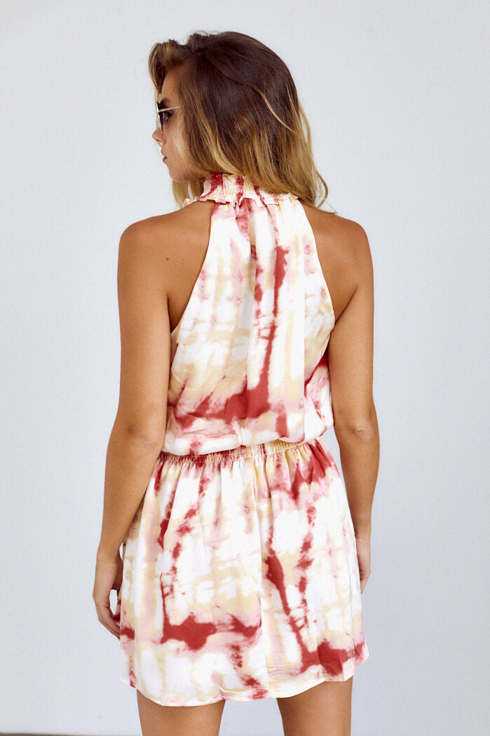 Delray Smocked Detail Tie Dye Mini Dress