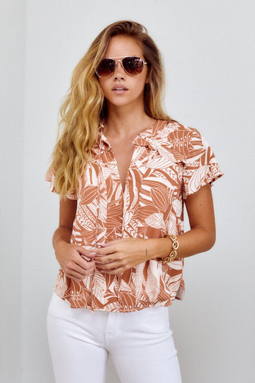 Darby Palm Print Top
