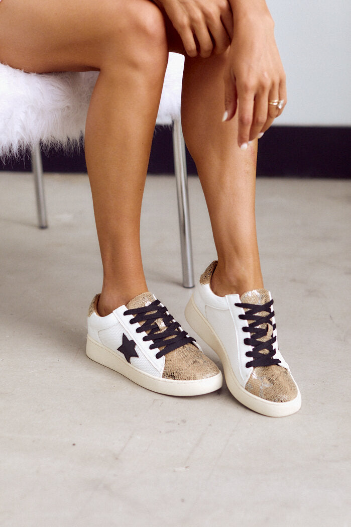 Callie Snakeskin Detail Star Sneaker