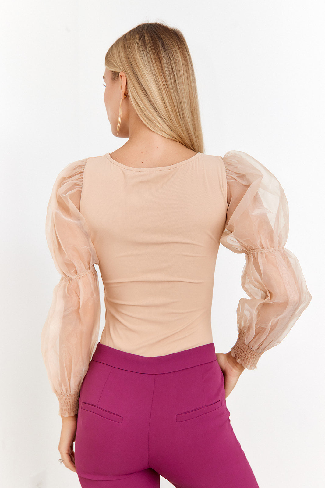 Leah Sheer Puff Sleeve Bodysuit