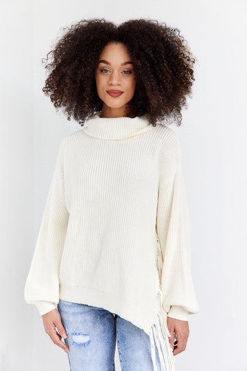Laurant Fringed Turtleneck Sweater