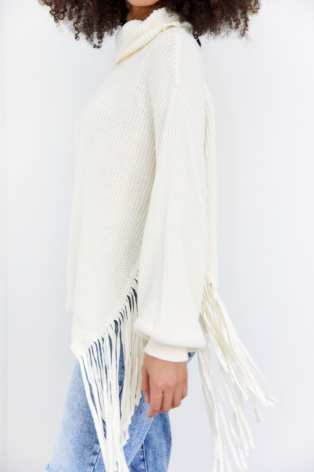 Laurant Fringed Turtleneck Sweater