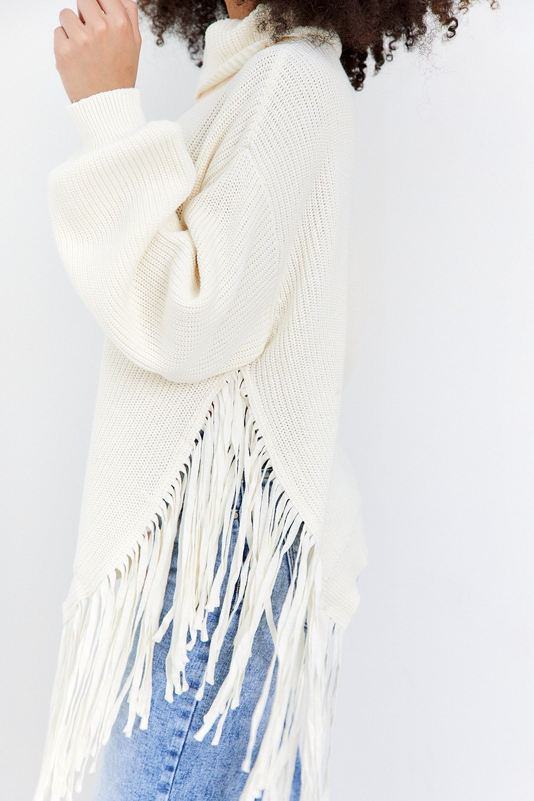 Laurant Fringed Turtleneck Sweater