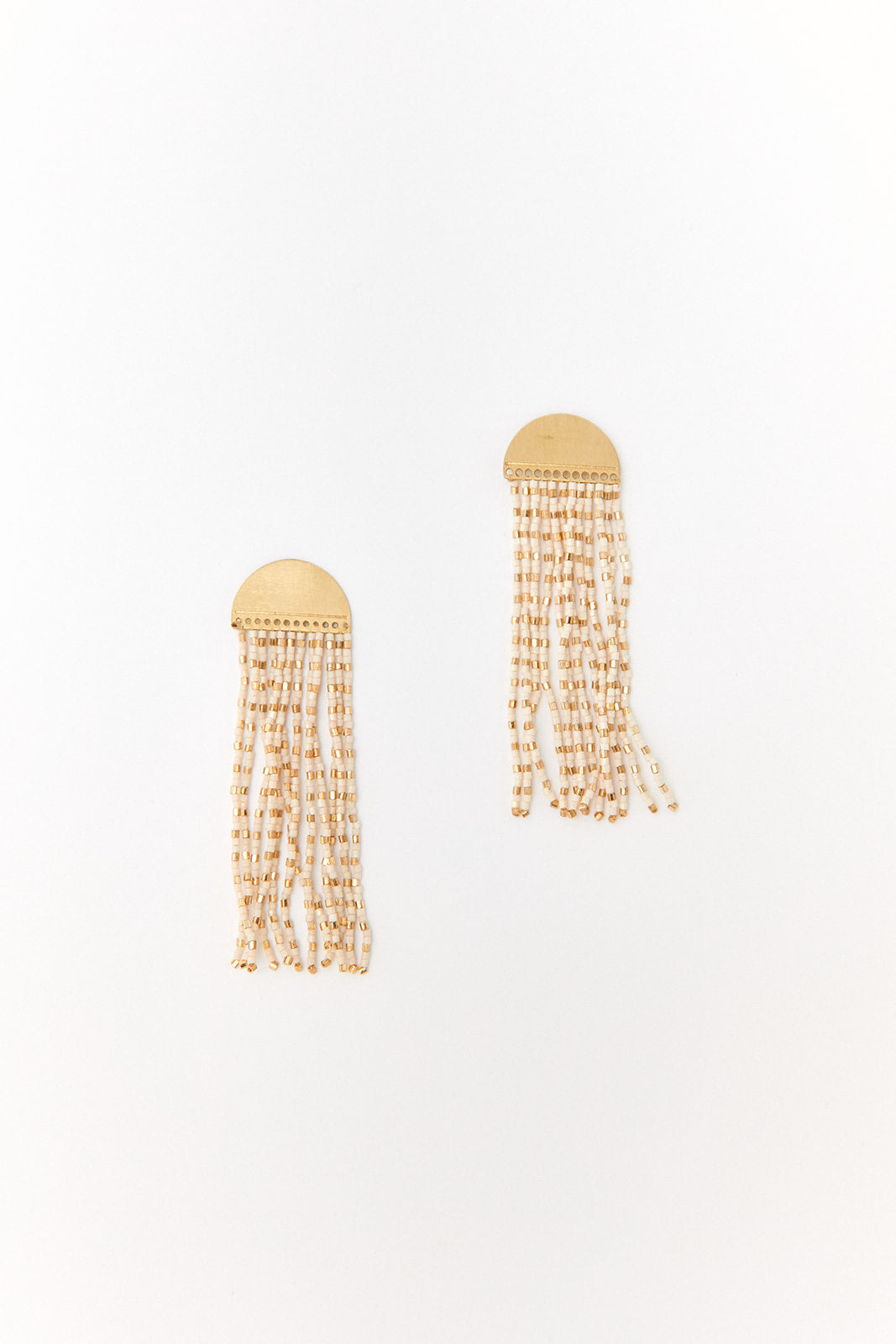 Ink + Alloy Brass Half Circle Beaded Earrings