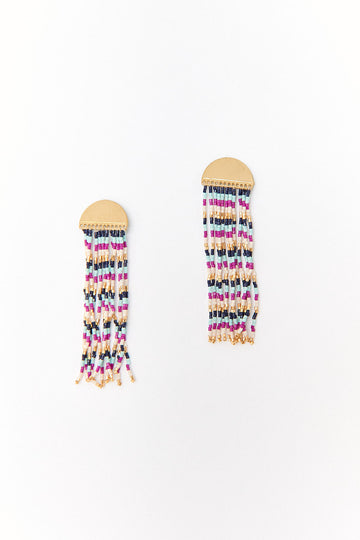 Ink + Alloy Brass Half Circle Beaded Earrings