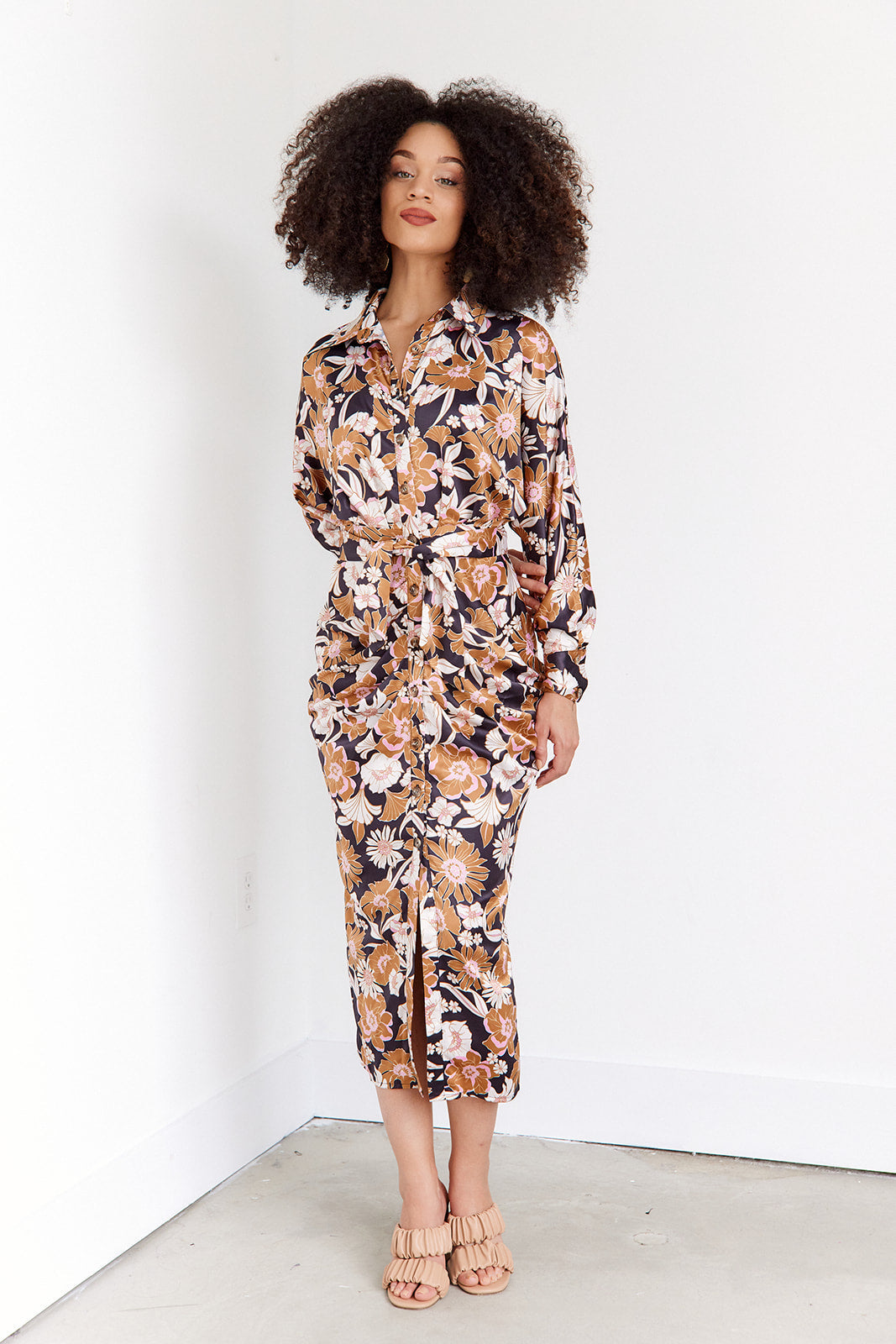 SALE - Raquel Floral Tie Front Midi Dress
