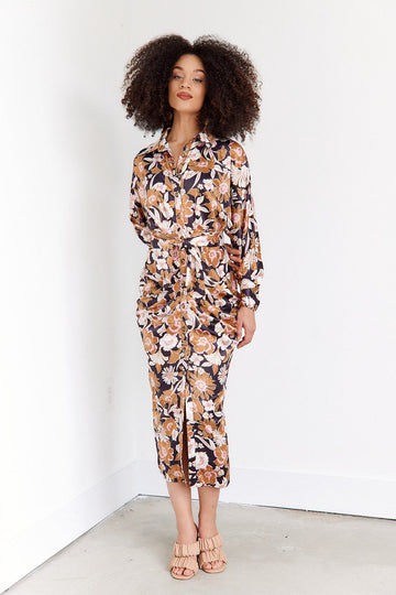 SALE - Raquel Floral Tie Front Midi Dress