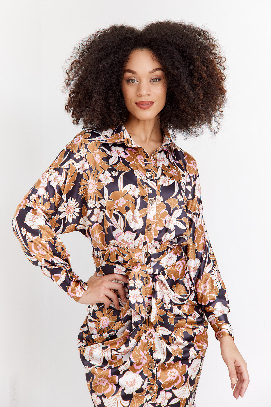 SALE - Raquel Floral Tie Front Midi Dress